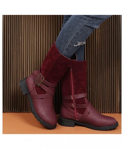 Women Ankle Boots Fashion Warm Chelsea Boots with Buckle Women Autumn Winter Riding Boots Retro Leather Shoes Biker Boots Out...