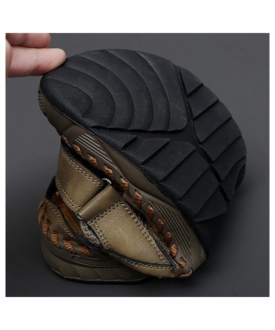 Men sandals Flats Flip Flops For Men Fur Slides Aerobic Step Platform Wedge sandals Black Heeled sandals For Men Dress Khaki-...