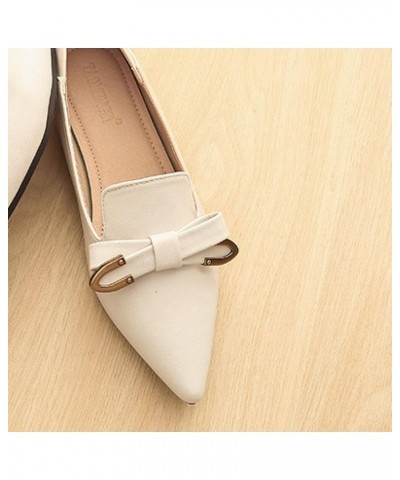 Ultralight Flat Shoes for Women Autumn Daily Vintage Fashion Bow Pointed Toe Slip-on Dress Loafers Career Flats White/Black/A...