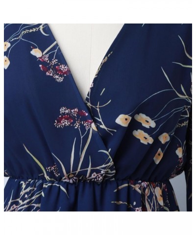 Sundresses for Women Floral Print Chiffon A Line Mini Dress Long Sleeves Dress Blue $12.59 Outdoor Shoes