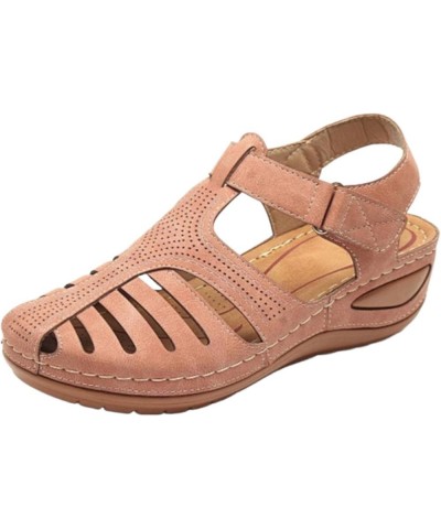 Thick Sole Sandals for Women Soft Leather Closed Toe Vintage Anti Slip Sandals Thick Sole Women Summer Sandals 8 Pink $14.45 ...