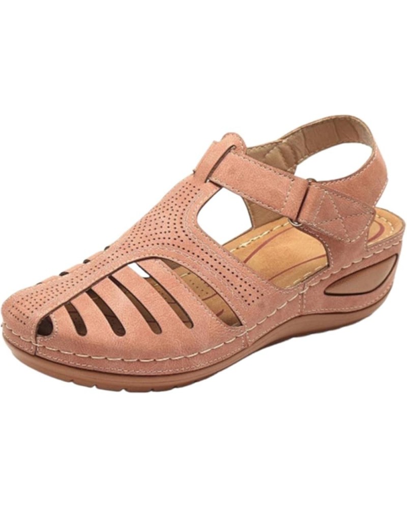 Thick Sole Sandals for Women Soft Leather Closed Toe Vintage Anti Slip Sandals Thick Sole Women Summer Sandals 8 Pink $14.45 ...