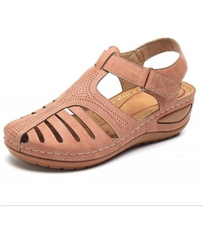 Thick Sole Sandals for Women Soft Leather Closed Toe Vintage Anti Slip Sandals Thick Sole Women Summer Sandals 8 Pink $14.45 ...