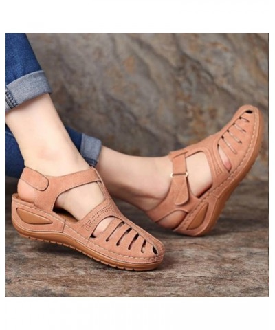 Thick Sole Sandals for Women Soft Leather Closed Toe Vintage Anti Slip Sandals Thick Sole Women Summer Sandals 8 Pink $14.45 ...