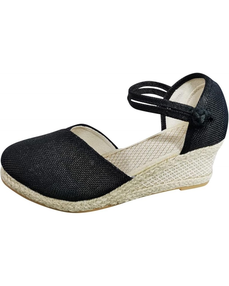 Wedge Sandals for Women Dressy Open Toe Slides Slippers Summer Non Slip Walking Shoes Wide Fit Wedge Sandals Black $14.14 San...