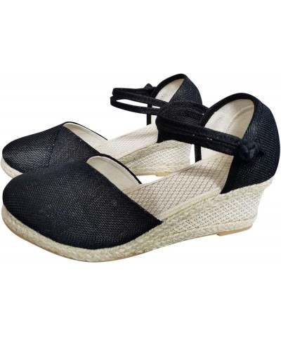 Wedge Sandals for Women Dressy Open Toe Slides Slippers Summer Non Slip Walking Shoes Wide Fit Wedge Sandals Black $14.14 San...