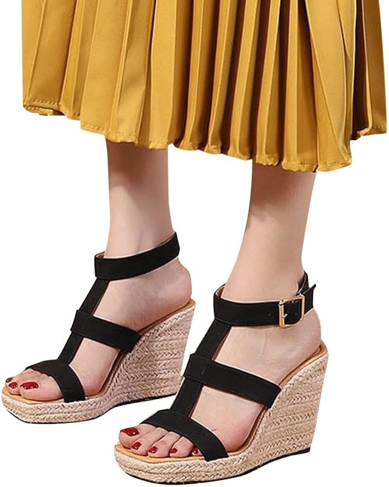 Platform Wedge Sandals for Women Espadrille Dressy Strappy Open Toe Ankle Strap Pumps Beach Shoes Comfortable Walking Slingba...