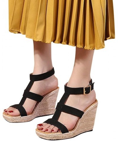 Platform Wedge Sandals for Women Espadrille Dressy Strappy Open Toe Ankle Strap Pumps Beach Shoes Comfortable Walking Slingba...