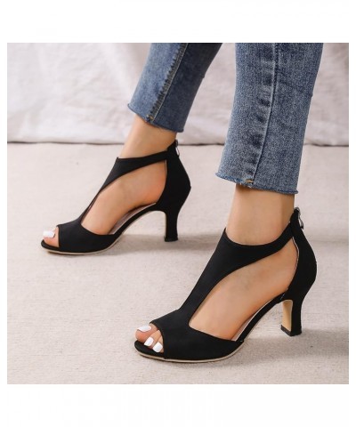 Sandals for Women Dressy Summer, Women's Dancing High Heel Sandals Fashion Party Wedding Dress Pumps Shoes Z6-black $12.34 Sa...