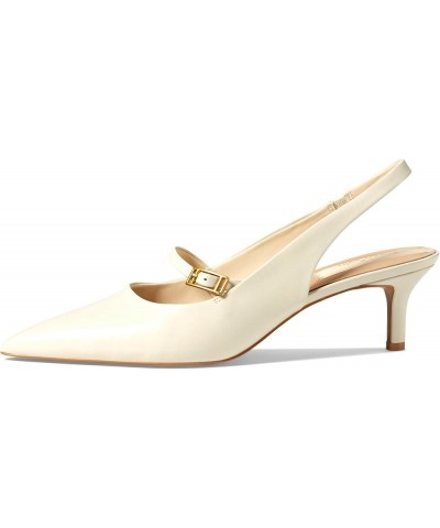 Women's Khloe Pointed Toe Slingback Kitten Heel Pump Panna White Leather $36.54 Pumps