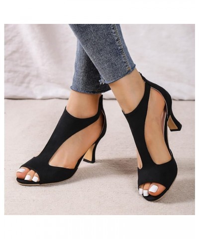 Sandals for Women Dressy Summer, Women's Dancing High Heel Sandals Fashion Party Wedding Dress Pumps Shoes Z6-black $12.34 Sa...