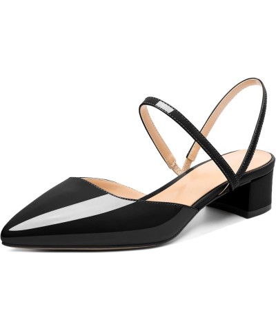 Women's Slingback Block Heels Pointed Toe Low Chunky Heel Sandals Elastic Ankle Strap Formal Party Dress Pumps Shoes Black $3...