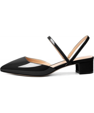 Women's Slingback Block Heels Pointed Toe Low Chunky Heel Sandals Elastic Ankle Strap Formal Party Dress Pumps Shoes Black $3...