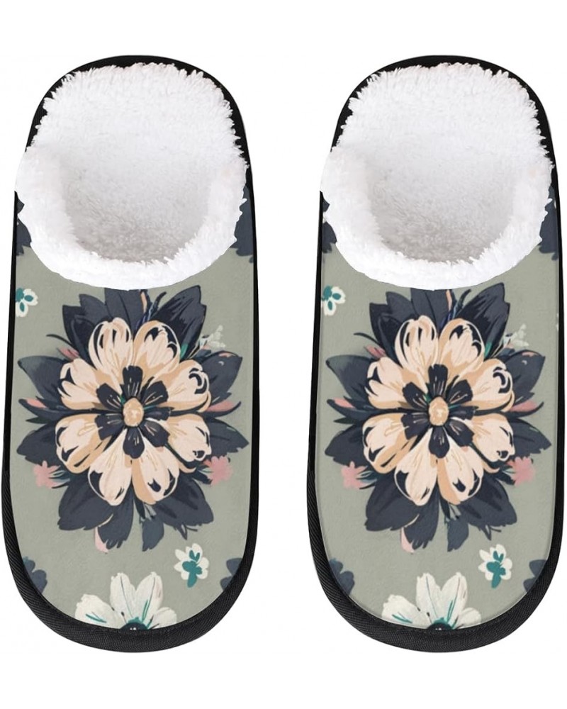 Luxuriant Flower Winter Spa Slippers for Women Men House Slippers Soft Memory Foam Slippers Non-Slip Indoor Outdoor Travel Be...