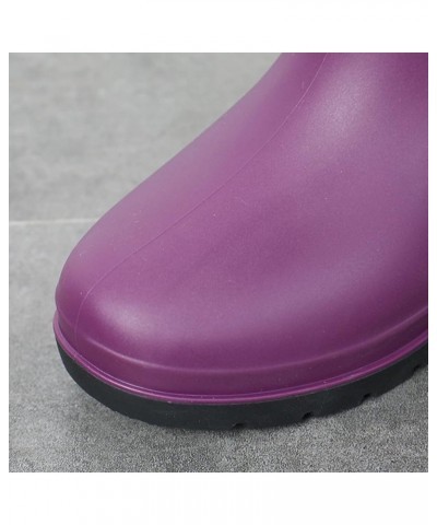 Rain Boots for Women Waterproof Garden Ankle Shoes Anti-Slipping White Chelsea Rainboots Soft Resistant Footwear Purple $11.9...