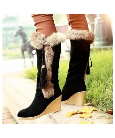 Waterproof Winter Women Shoes Snow Boots Fur-Lined Slip On Warm Ankle Platform Fashion Foot Furry Padded for Winter Black $20...