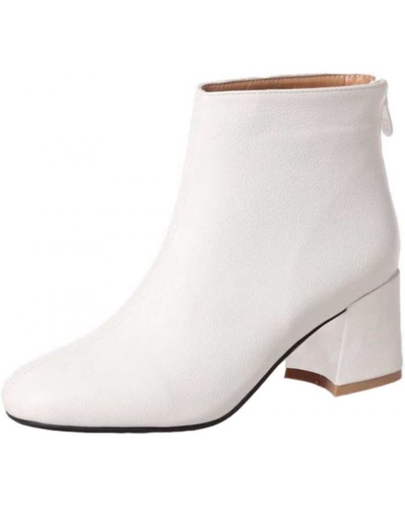 Women Ankle Chelsea Boots White $23.12 Boots