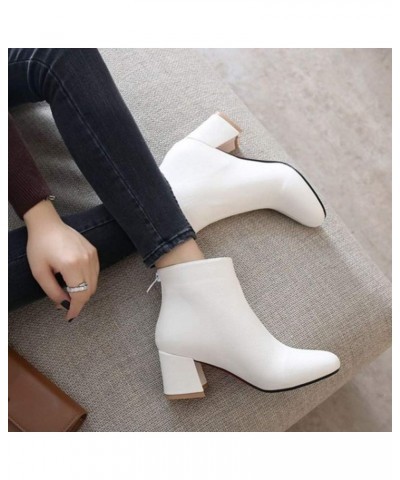 Women Ankle Chelsea Boots White $23.12 Boots