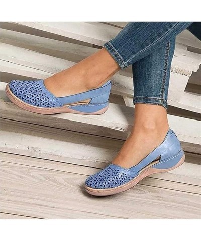 Orthopedic Wedge Sandals for Women Closed Toe Hollow Out Vintage Platform Sandals Faux Leather Round Toe Orthopedic Summer Be...