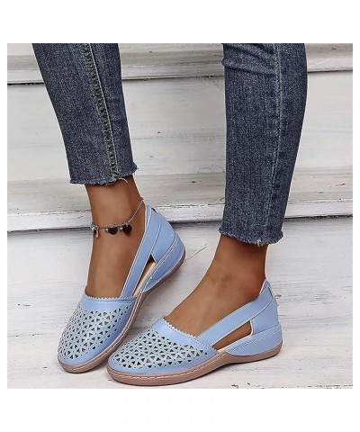 Orthopedic Wedge Sandals for Women Closed Toe Hollow Out Vintage Platform Sandals Faux Leather Round Toe Orthopedic Summer Be...