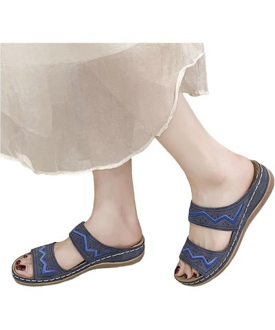 Orthopedic Sandals for Women Dressy Summer Comfortable Walking Sandals with Arch Support Platform Wedge Shoes A1-blue $9.77 O...