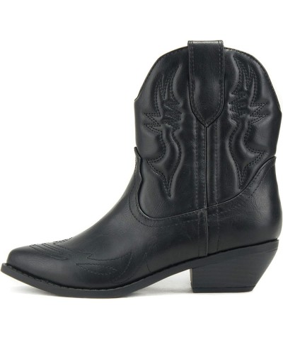 RIGGING ~ Women Western Stitched Pointe Toe Low Heel Ankle Mid Shaft Boots Black $17.42 Boots