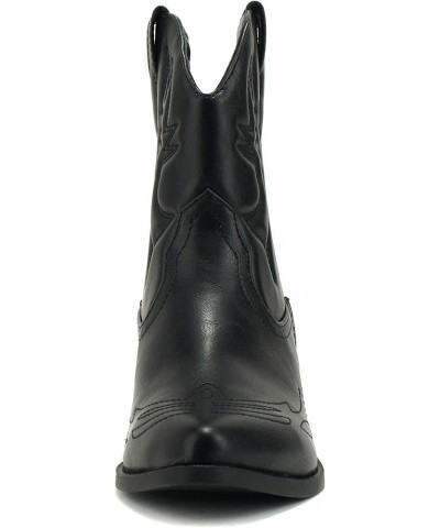 RIGGING ~ Women Western Stitched Pointe Toe Low Heel Ankle Mid Shaft Boots Black $17.42 Boots