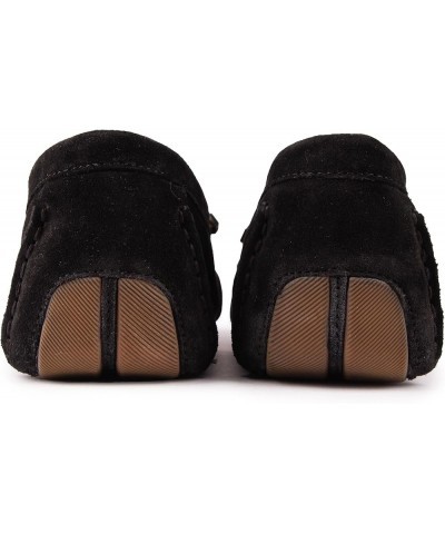 Women's Evelyn Bow Driver Driving Style Loafer Black Grainy Split Suede/Faux Shearling $41.22 Loafers & Slip-Ons