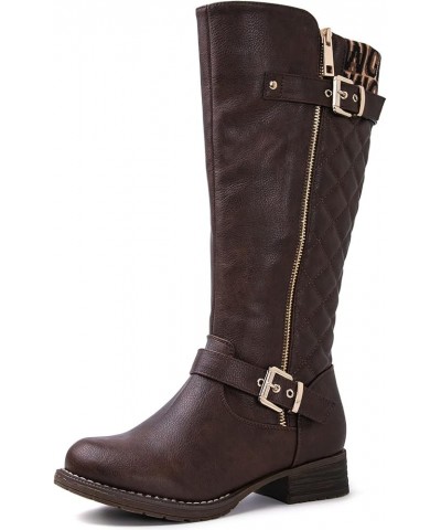 Women's Quilted Knee-High Fashion Dressy Riding Boots 17yy01 Brown2 $45.04 Boots