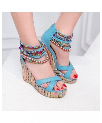 reef sandals women strappy sandals for women sandalias para mujer gold sandals for women dressy Sandals Low Wedge Z 11-blue $...