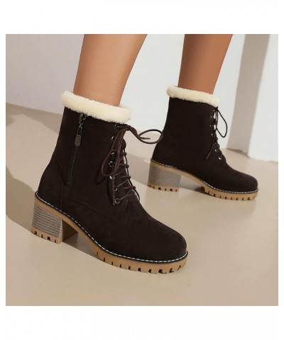 Thick Heel Super High Heel Suede Cotton Shoes Front Lace Up Thick Snow Boots S Boots for Women A $32.13 Fashion Sneakers