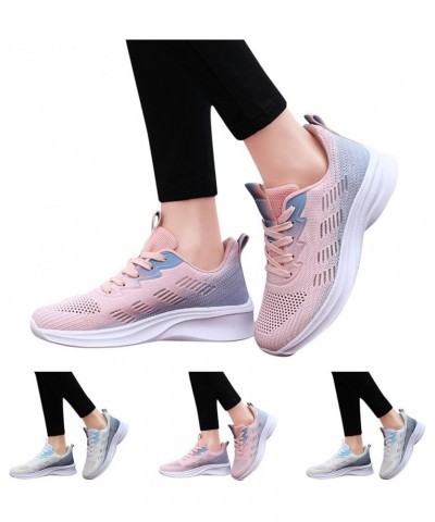 Women Sneakers Mesh Breathable Comfortable Summer New Pattern Color Gradient Fashion Trend Barefoot Shoes Women Blue $12.16 F...