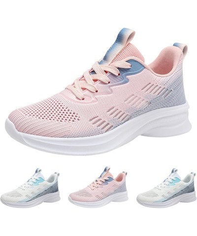 Women Sneakers Mesh Breathable Comfortable Summer New Pattern Color Gradient Fashion Trend Barefoot Shoes Women Blue $12.16 F...