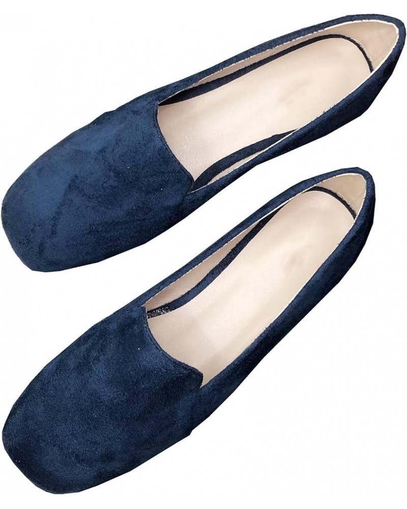 Women's Square Toe Slip on Ballets Flats Casual Comfortable Dress Flat Shoes B Blue $14.75 Flats