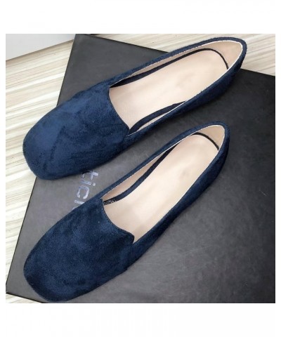 Women's Square Toe Slip on Ballets Flats Casual Comfortable Dress Flat Shoes B Blue $14.75 Flats