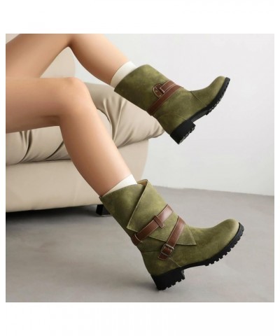 Womens Cowboy Boots, Womens Ladies Flat Low Heel Lace up Zip Combat Army Military Ankle Boots Platform Leather Booties Green ...