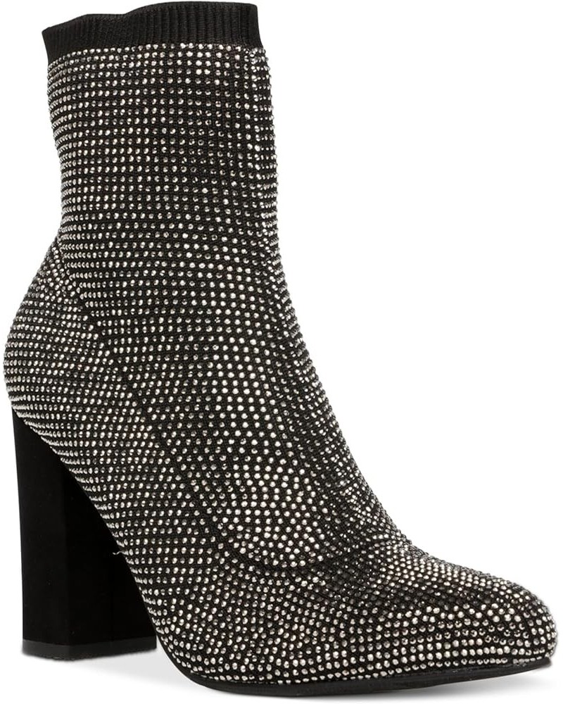 Womens Baybe Rhinestone Block Heel Ankle Boots Pewter Bling $21.26 Boots