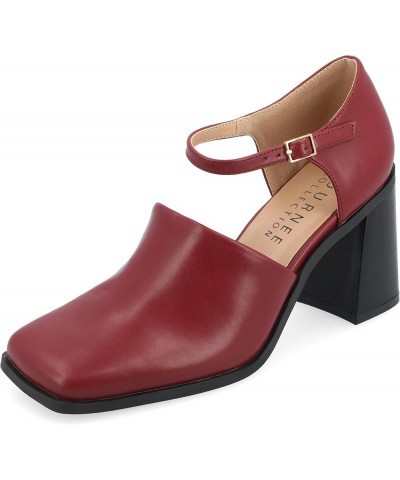 Womens Tru Comfort Foam Medium and Wide Width Bobby Stacked Heel Square Toe Pumps Wine Wide $29.67 Pumps