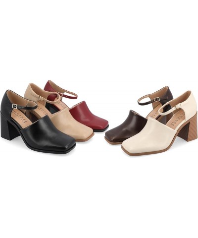 Womens Tru Comfort Foam Medium and Wide Width Bobby Stacked Heel Square Toe Pumps Wine Wide $29.67 Pumps