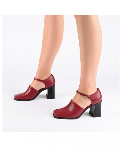 Womens Tru Comfort Foam Medium and Wide Width Bobby Stacked Heel Square Toe Pumps Wine Wide $29.67 Pumps