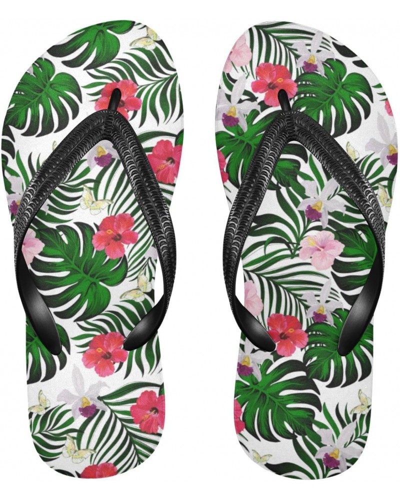 Tropical Palm Leaves Flops Slip Sandals for Women Men, Beach Shoes Casual Thong Sandal 458 $11.01 Sandals