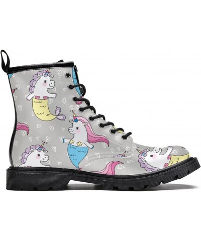 Boots for Women Cartoon Unicorn Fish Heart Grey Color Print Women's High Top Boots Outdoor Sneakers Custom Shoes Slip Resista...