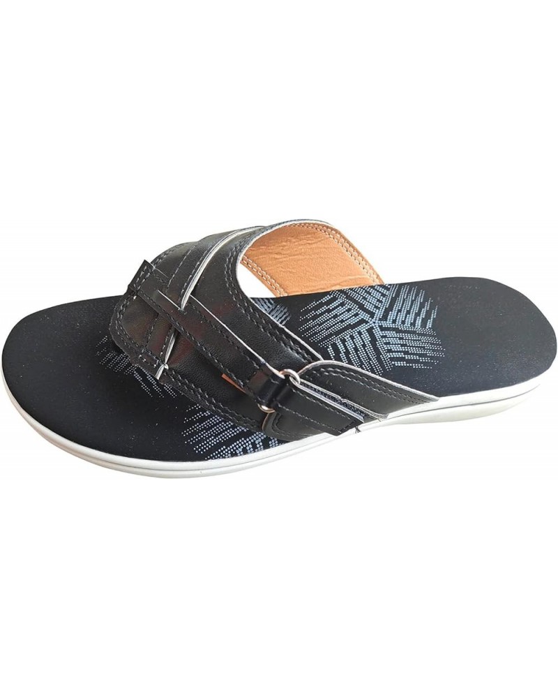 Women Beach Shoes Casual Solid Color Flip Flops Flat Comfortable Non-Slip Flip-Flop Sandals (Black, 7.5) 9.5-10 Black $8.97 S...