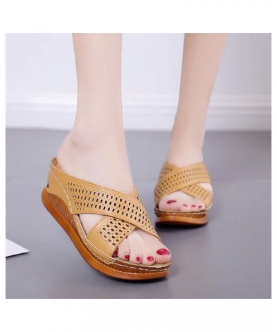 bridal shoes plataformas sandals women sandalias para mujer holiday heels wedge sandals casual summer A01 Brown $20.87 Sandals