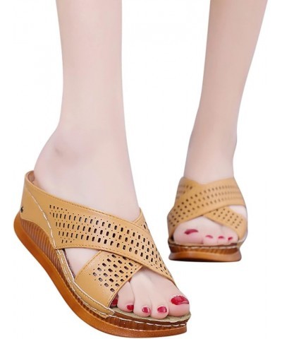 bridal shoes plataformas sandals women sandalias para mujer holiday heels wedge sandals casual summer A01 Brown $20.87 Sandals