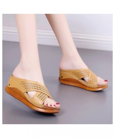 bridal shoes plataformas sandals women sandalias para mujer holiday heels wedge sandals casual summer A01 Brown $20.87 Sandals