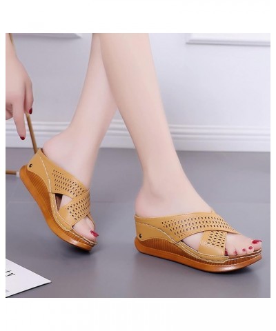 bridal shoes plataformas sandals women sandalias para mujer holiday heels wedge sandals casual summer A01 Brown $20.87 Sandals