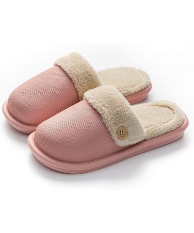 Cotton Slippers Winter New Home Bathroom Waterproof Women Fur Slippers Warm Detachable Plush Bedroom Couples Shoes Ladies Fur...