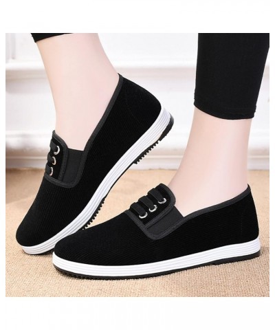 Shoes for Women Sneakers Women Breathable Lace Up Shoes Flats Casual Shoes Unisex Lightweight Work Shoes Bb2-black $11.99 Ath...