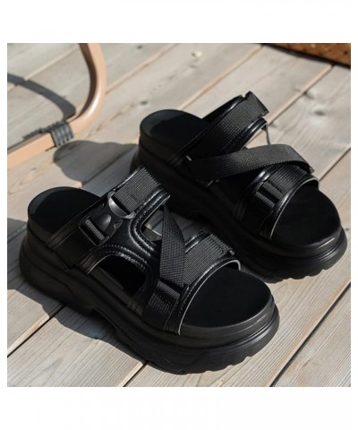 Womens Open Toe Spring Wedge Sandals Trendy Beach 2024 Casual Fashion Dressy Thick Sole Summer Slip On Work Office Black $18....